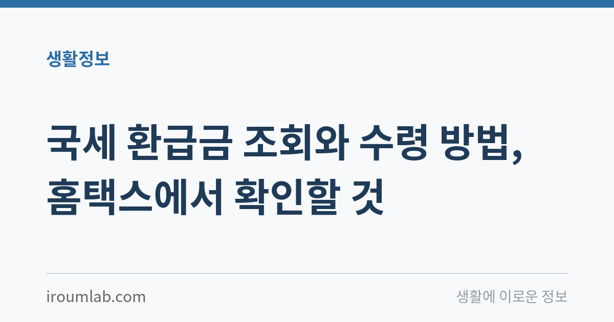 국세 환급금 조회와 수령 방법, 홈택스에서 확인할 것