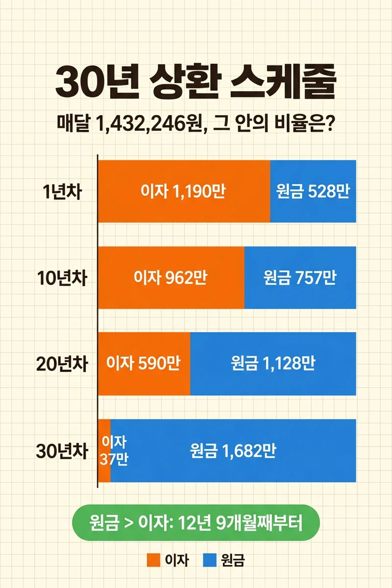 아파트 대출 3억, 30년 동안 이자는 얼마일까? 상환 스케줄·총이자·중도상환 계산 (생활수학 1화) 본문 이미지 본문A