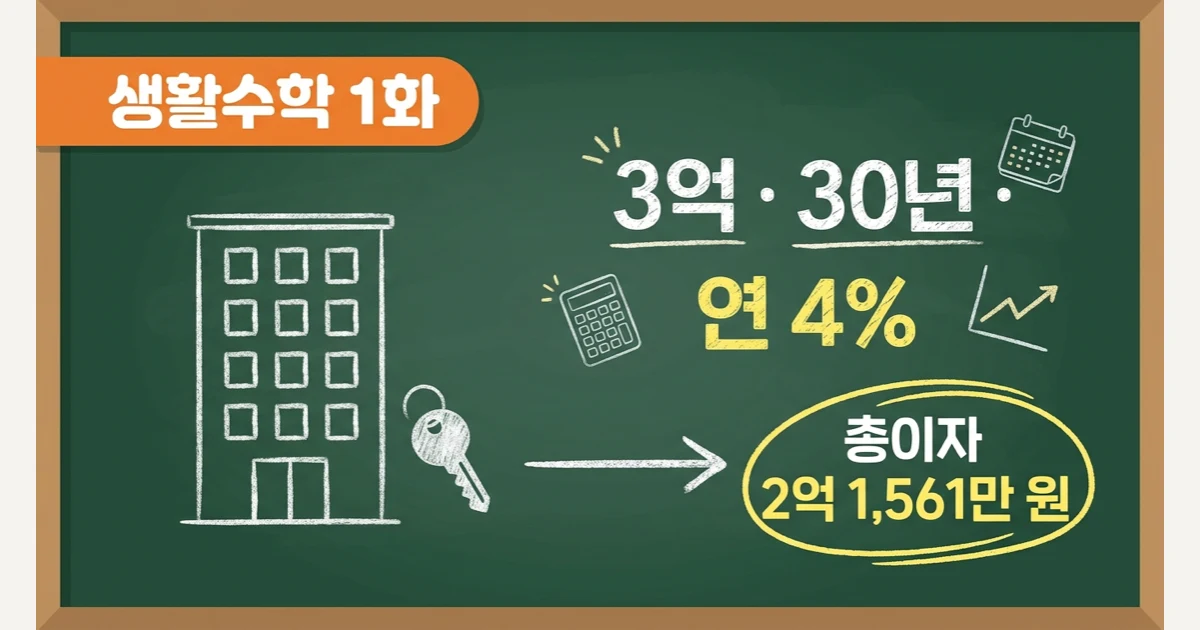 아파트 대출 3억, 30년 동안 이자는 얼마일까? 상환 스케줄·총이자·중도상환 계산 (생활수학 1화)