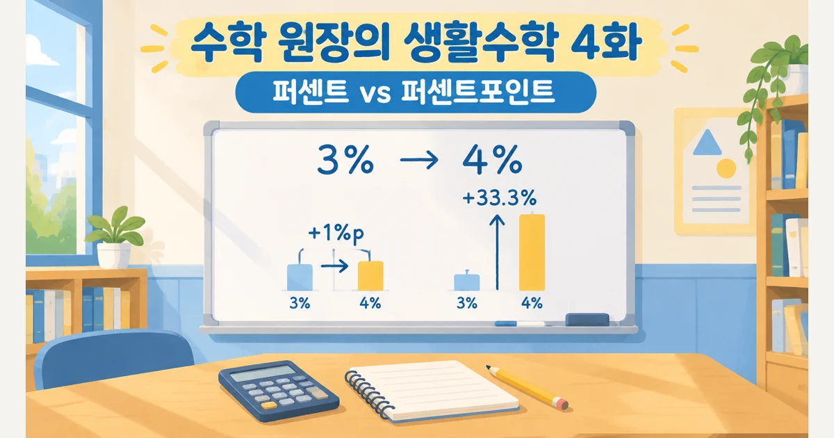 금리 3%가 4%가 되면 1% 오른 걸까? 퍼센트와 퍼센트포인트 (생활수학 4화)
